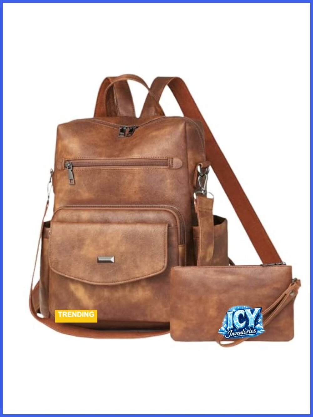Women Leather Backpack Purse, Convertible Work Travel Handbag